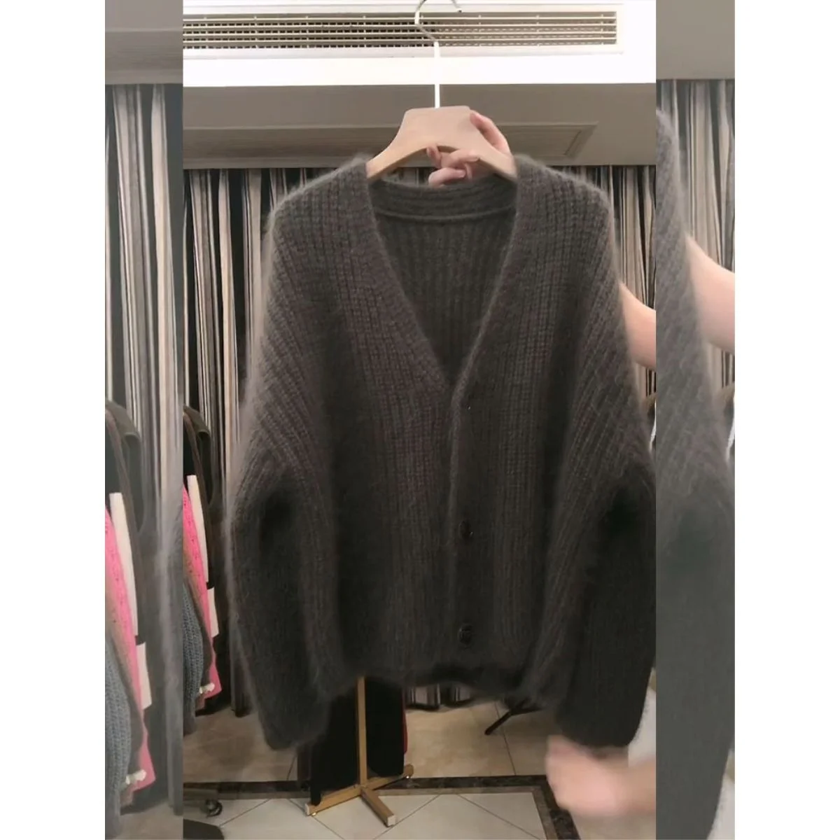 

Women's Lazy Sle Sweater Cardigan Coat Mink Velvet Loose Fit Autumn Winter Faion Commute Sle Knitted Top