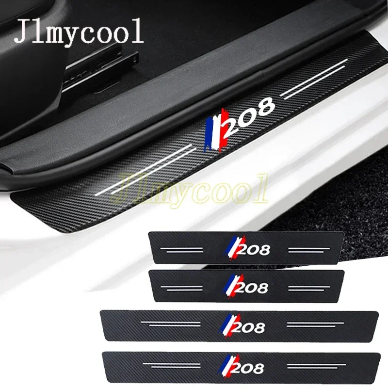 

for 208 text Carbon Fiber Car Door Threshold Sill Scuff Plate Decals Protector Stickers Auto Door Entry Pedal Guards