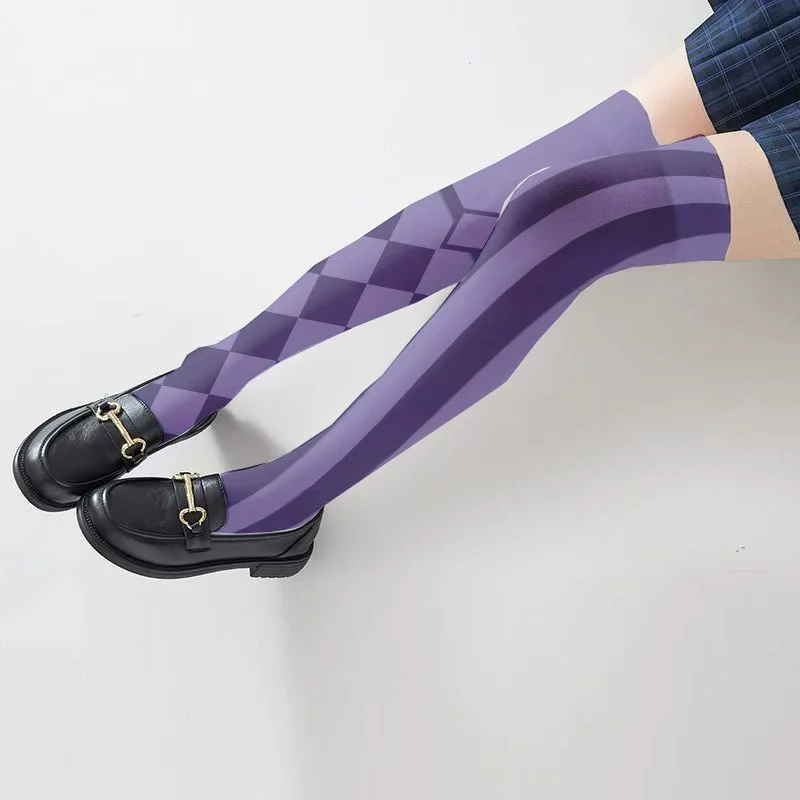 Gwen Game LOL Cosplay Striped Thigh High Socks Lolita Sweet Over-the-knee Stockings Halloween Christmas Roleplay Gifts