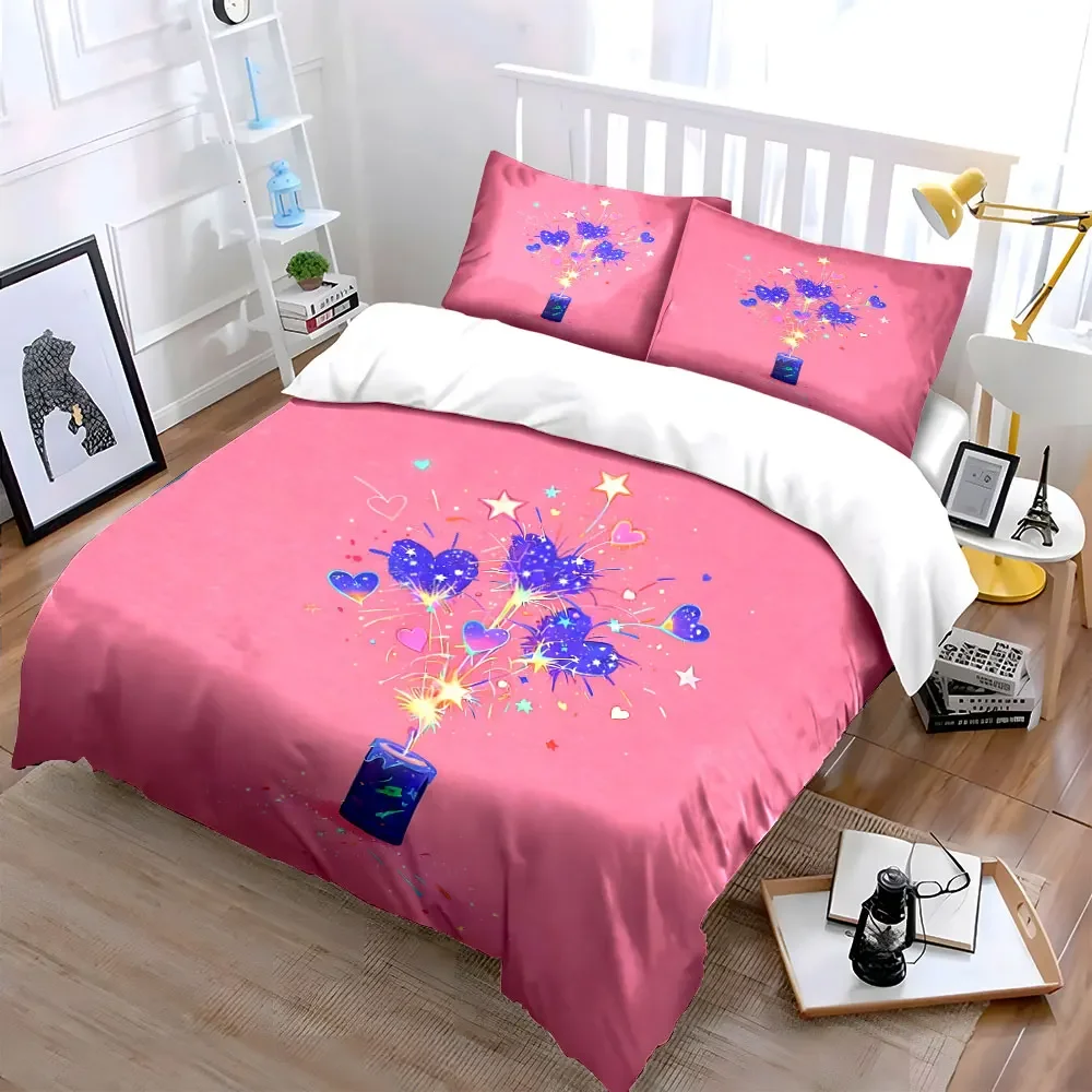 Romantic Sparkle Decor Set Soft Comfortable Duvet Cover Bedding Set Included 1*Duvet Cover & 2*Pillowcases, gift