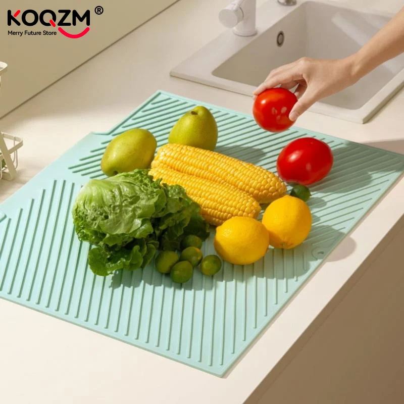 แผ่นรองซิลิโคนสำหรับคว่ำจาน แผ่นรองกันลื่น ที่รองจาน ที่รองโต๊ะ แผ่นรองกันความร้อนแบบพับได้ แผ่นรองกันลวก