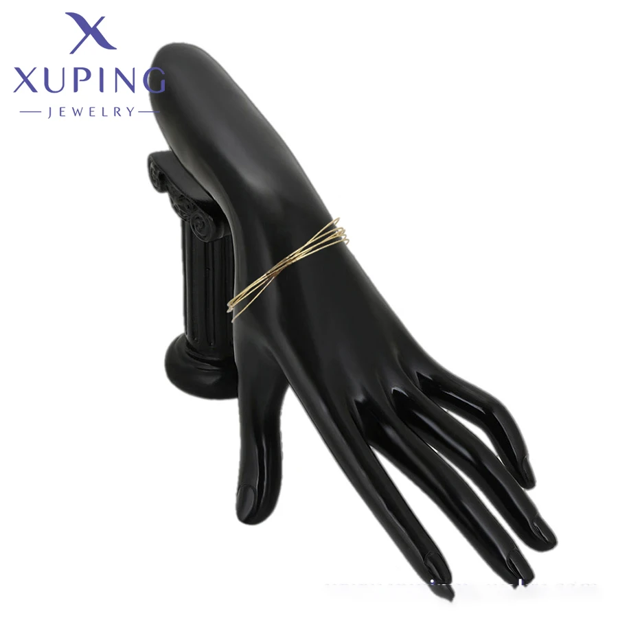 Xuping Jewelry New Arrival Simple Light Gold Color 6 Pieces Bangle Sets Copper Alloy Big Bangles for Women Gifts X000956631