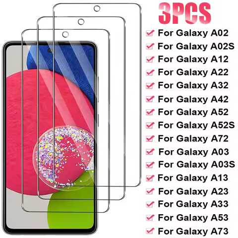 3Pcs Tempered Glass For Samsung Galaxy A52 A52S A72 A53 A73 Screen Protector For Samsung A13 A03S A23 A33 A12 A22 A32 5G Glass