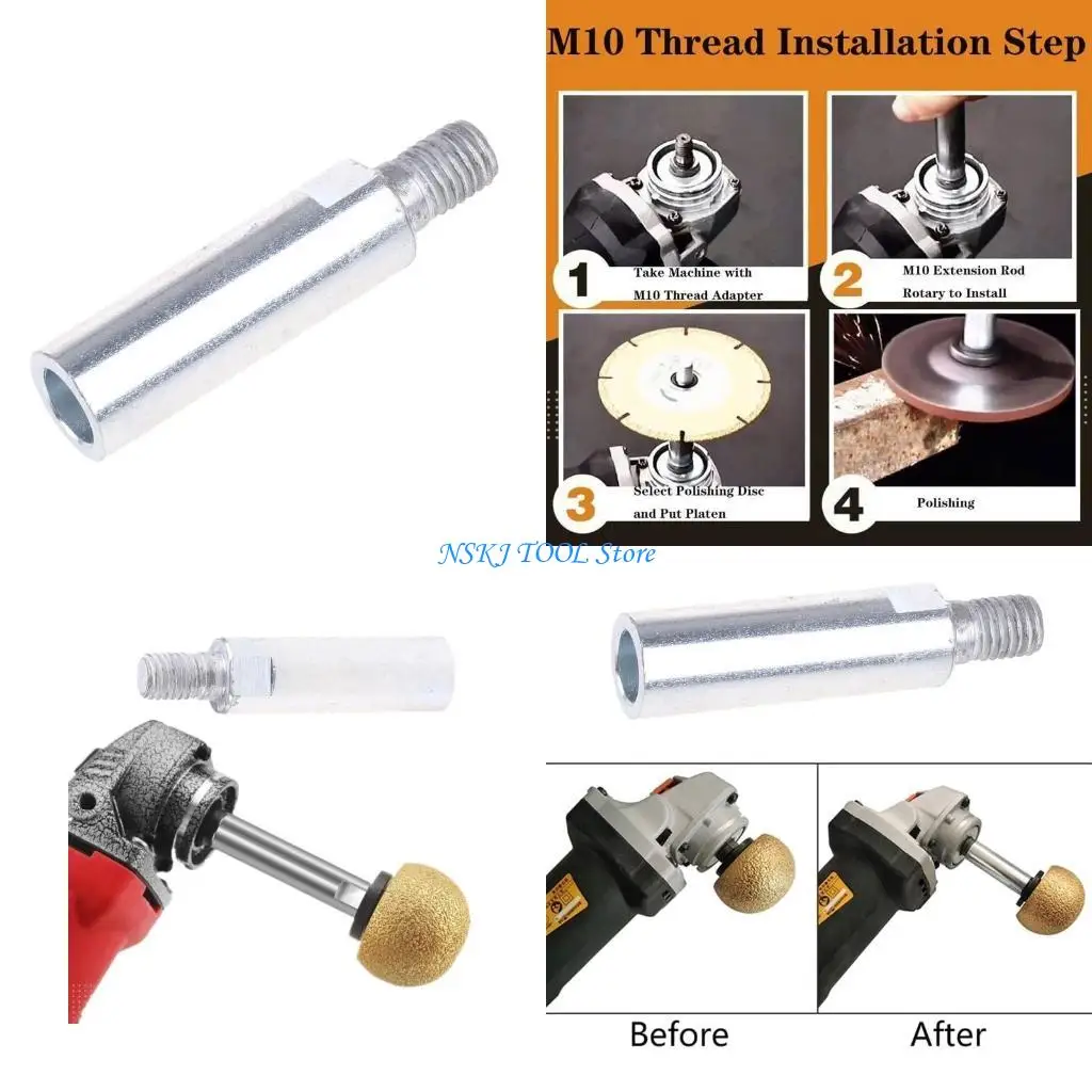 L8RC Connecting Rod Power Tools Accessories M14 to M14 Extension Connecting Rod Stainless Steel Grinder Thread Adapter