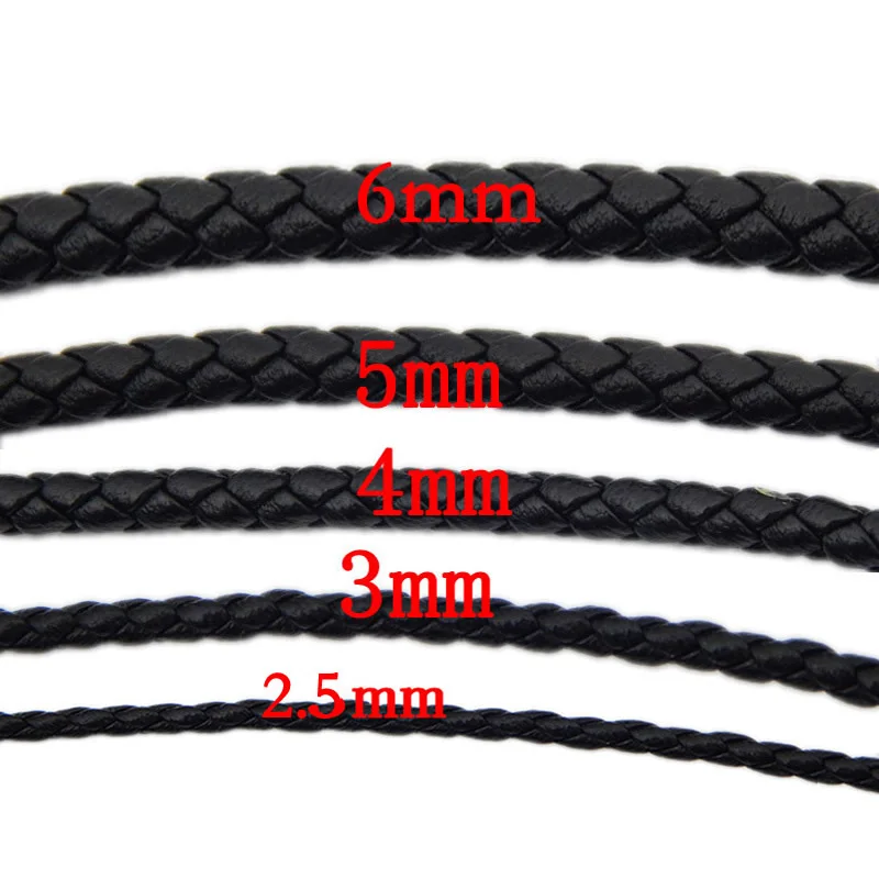 2mm 3mm 5mm Steel Clasp DIY Leather Necklaces for Men Women Black Brown Gold Rope Choker Braided Waxed Leather Necklace Cord