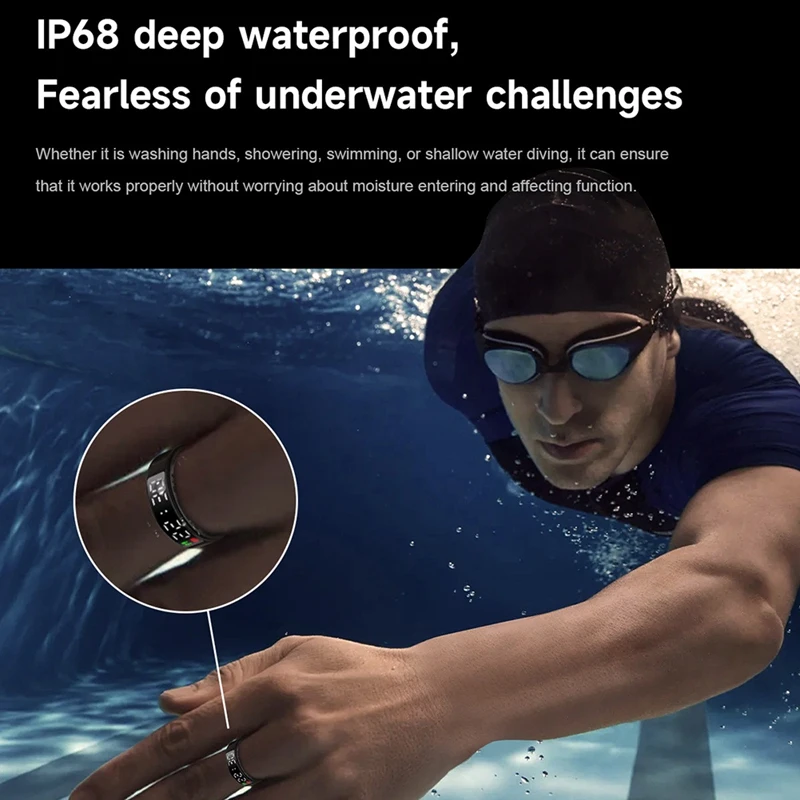 RS08 Smart Ring Heart Rate Health Monitor 5ATM Waterproof Multi Sport Modes Blood Oxygen Tracker With Charge Compartment 12