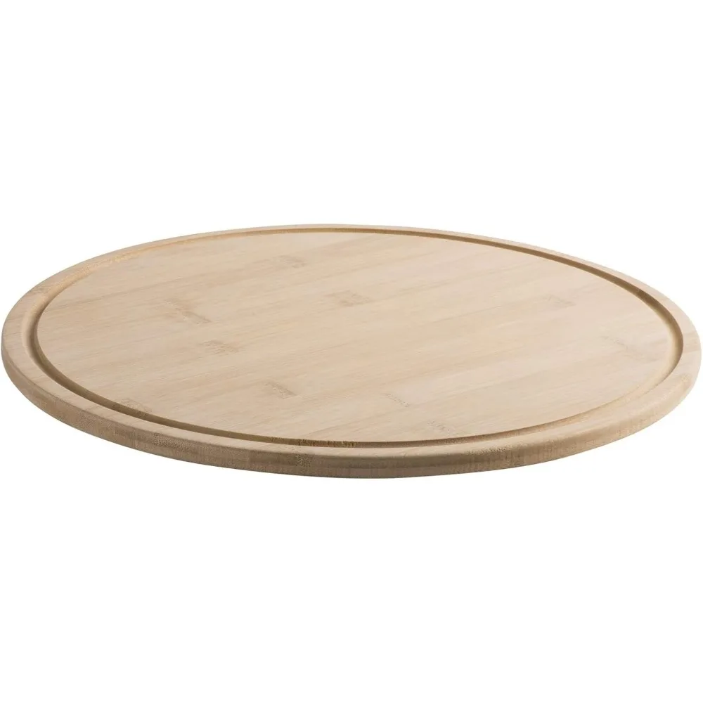 

Bamboo Kitchen Cutting Board - 12 Pack - Eco Friendly Round Wooden Chopping Boards for Meat & Vegetables - 14” x 0.5”