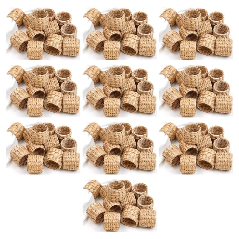 120Pcs Napkin Rings,Water Hyacinth Napkin Holder Rings - Rustic Napkin Rings For Birthday Party, Dinner Table Decoration