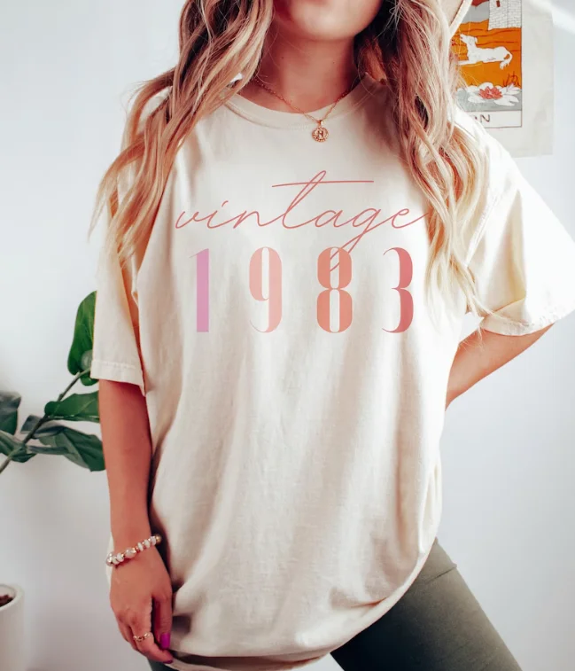 Classic 1983 Shirts For Women, Vintage 40th Birthday Year Number Tshirt For Him, 40th Friend Bday Gift For Her 40 Bday Shirt y2k