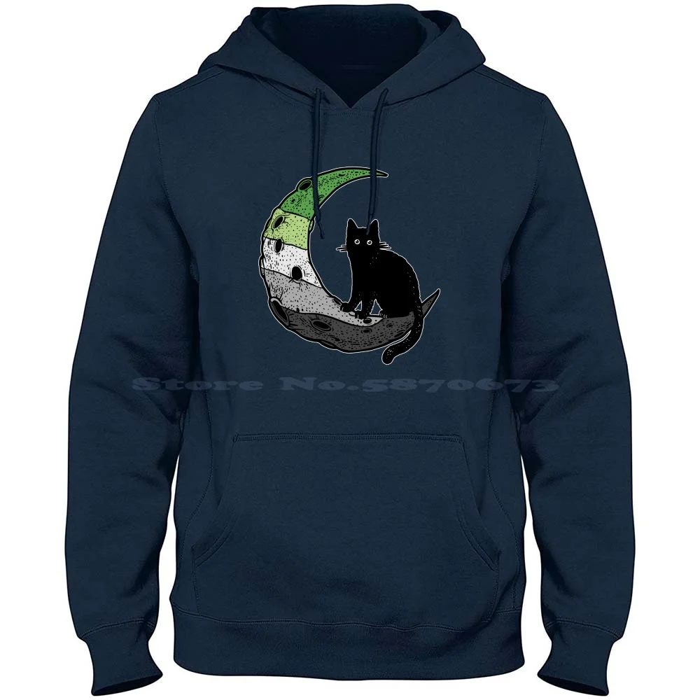 Aromantic Cat Moon 100% Cotton Hoodie T Shirt Aromantic Flag Aromantic Pride Aro Flag Ace Pride Asexual Pride Lgbtqia Gay Pride