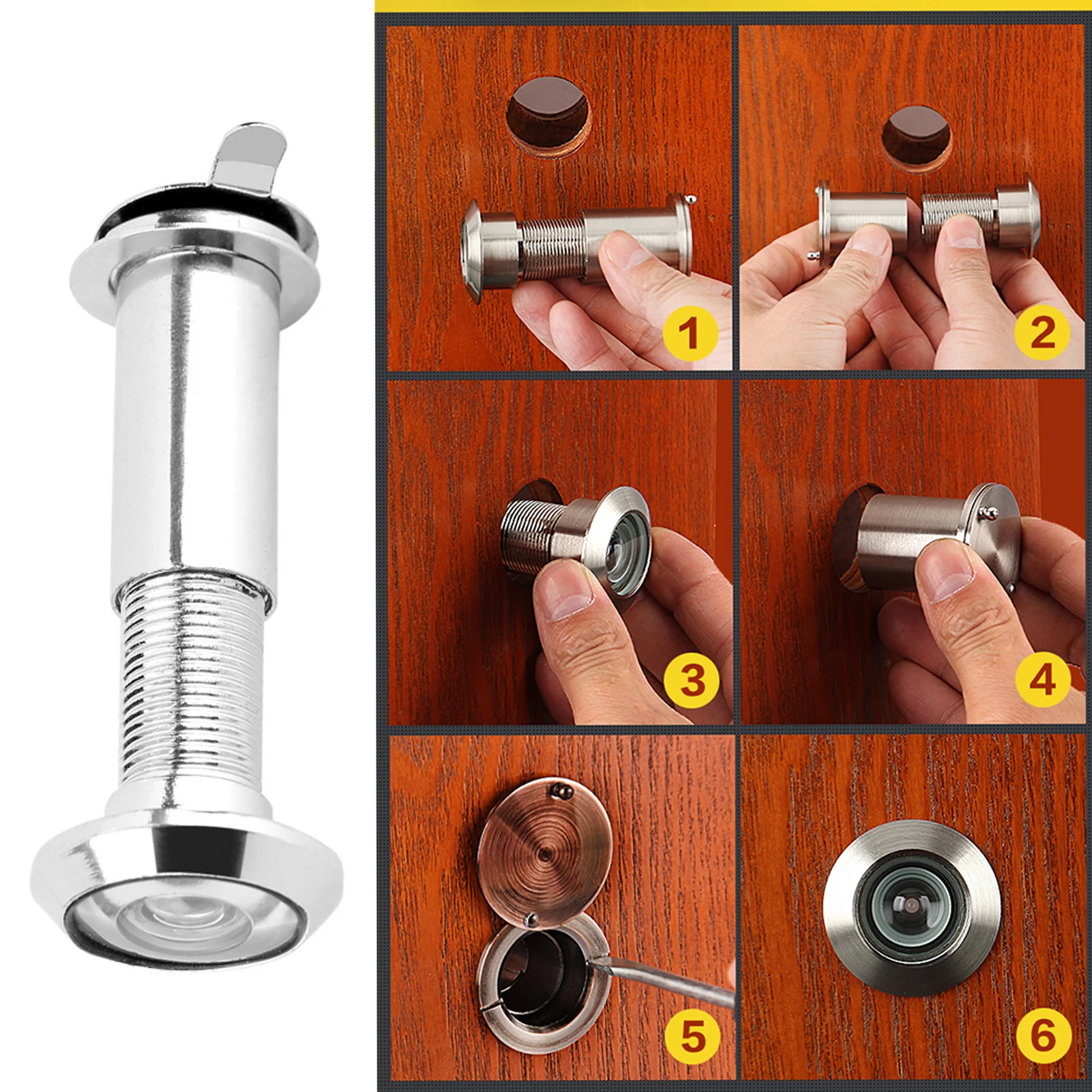 ثقب الباب عرض واسع 220 درجة عارض الباب 220 درجة زاوية عرض واسعة عارض الباب مع غطاء الخصوصية الثقيلة #6