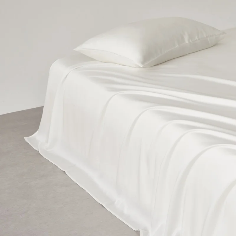3pcs Summer Cooling Bed Sheet Set 228*259cm Flat Sheet+Pillowcase Silky Skin-friendly Lyocell Mattress Cover White Home Bedding