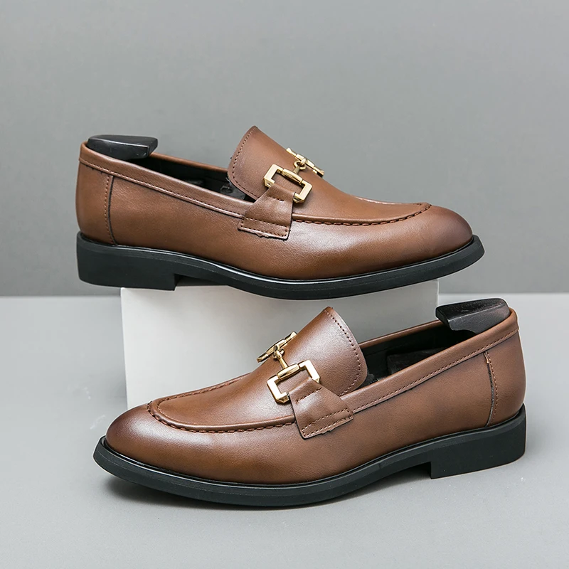 

Fashionable Men Formal Shoes Black Brown Casual Versatile Horse Buckle High-quality Loafers Gentleman Social Shoes Men Shoes