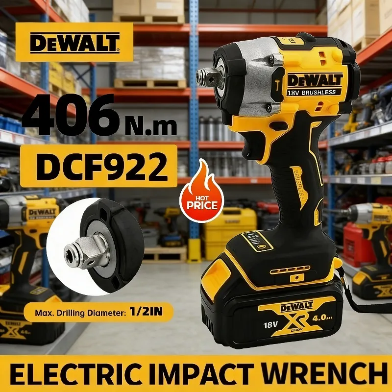 

DEWALT DCF922 ATOMIC MAX 1/2 дюйма Беспроводной ударный гайковерт с регулируемой скоростью, электрический, с фиксатором, без аккумулятора и зарядного устройства (только инструмент)