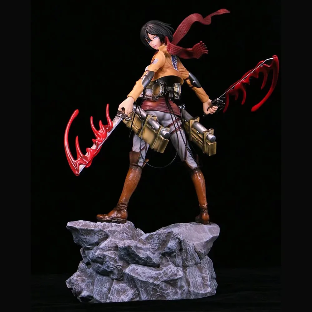 30cm Attack on Titan 2 head Levi Ackerman Anime Figure Mikasa Ackerman Figure PVC Statue Collection Decor boy Christmas toy Gift