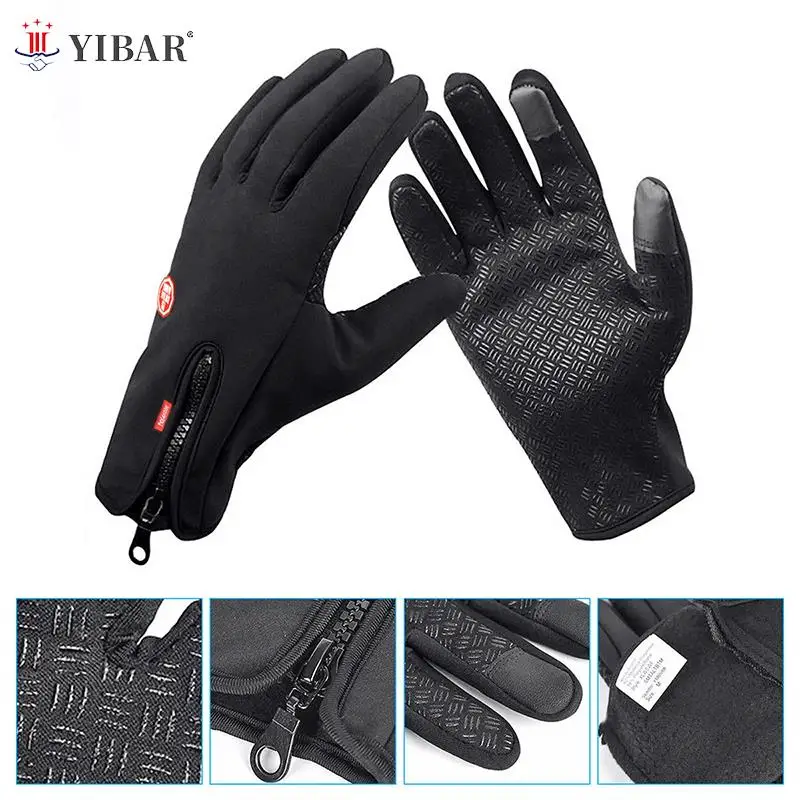 Guantes de invierno para ciclismo para hombre y mujer, manoplas impermeables a prueba de viento con pantalla táctil, cálidas, para clima frío,