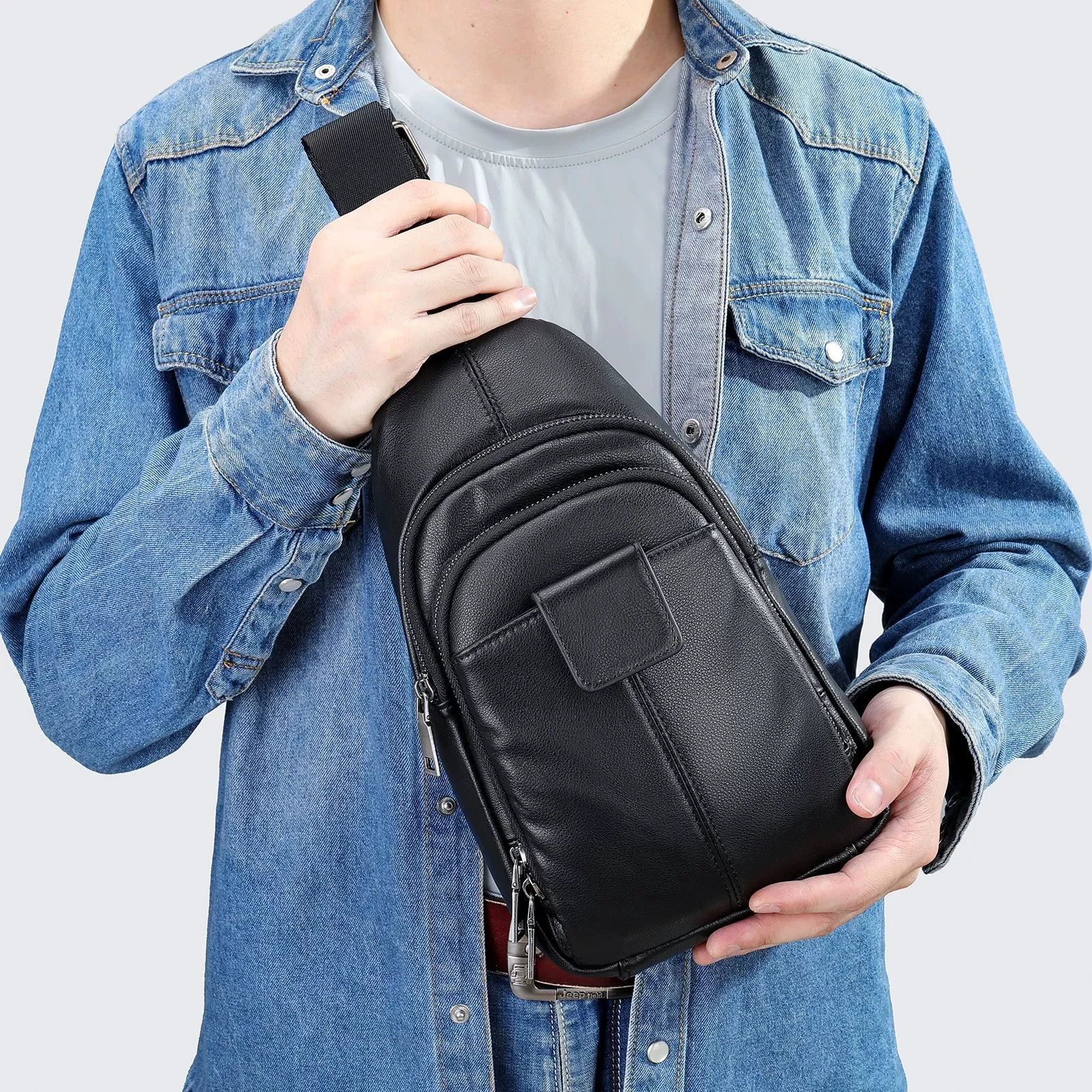 CFUN YA Luxury Multifuncfion Chest Bag For Men Women Real Leather Shoulder Crossbody Bag Outdoor Daybpack 2025 bandolera hombre