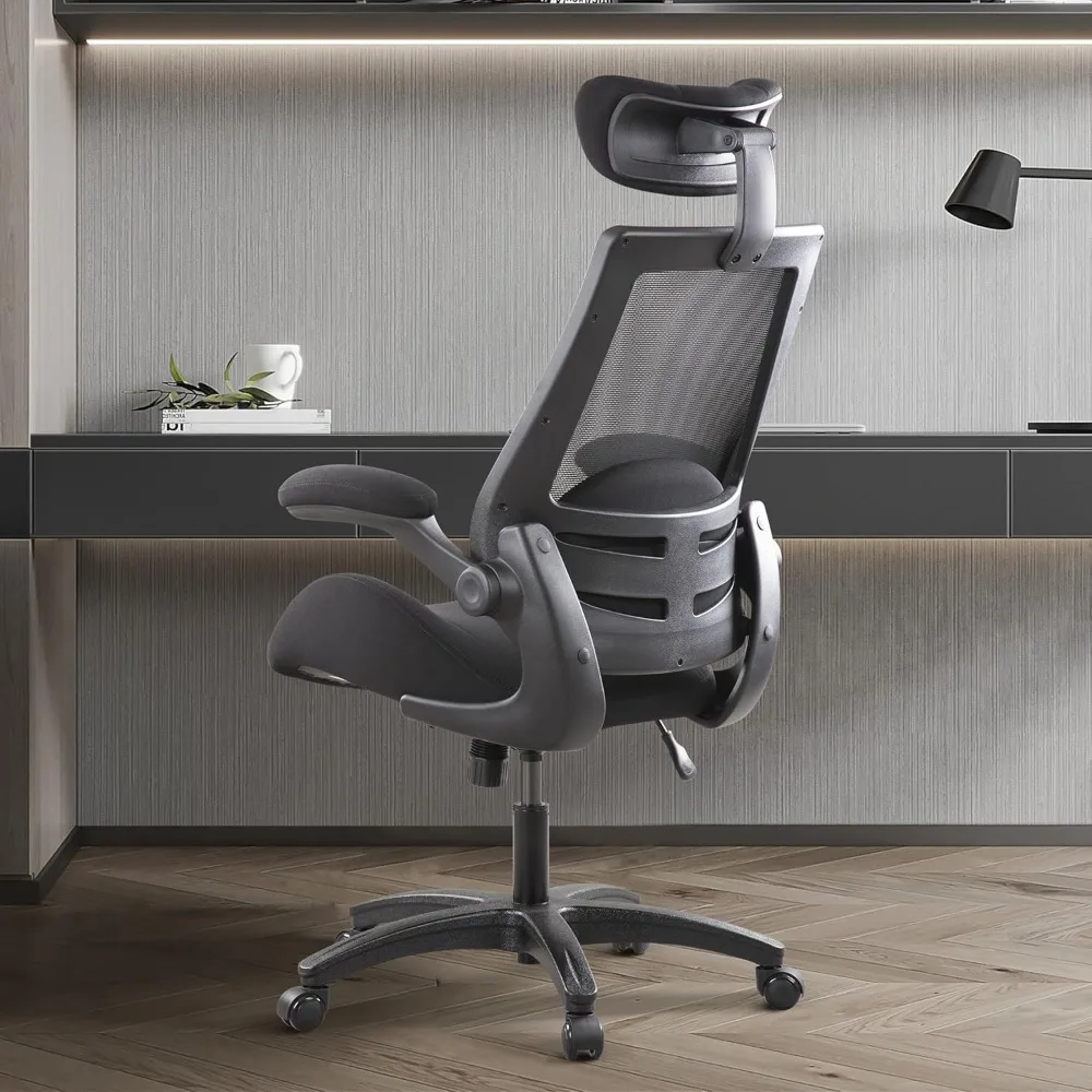 كرسي مكتب كمبيوتر شبكي مريح عالي الظهر بوزن 400 رطل مع أذرع قابلة للتعديل فائقة النعومة ومقعد رغوي مصبوب لدعم قطني #5