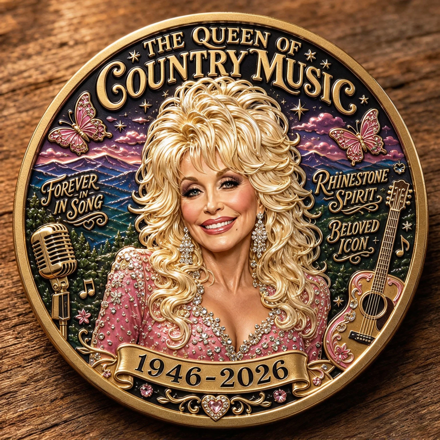 Dolly Memorial Commemorative Coin 1946-2026, Queen of Country Music Collectible Coin, Double Sided Keepsake Souvenir