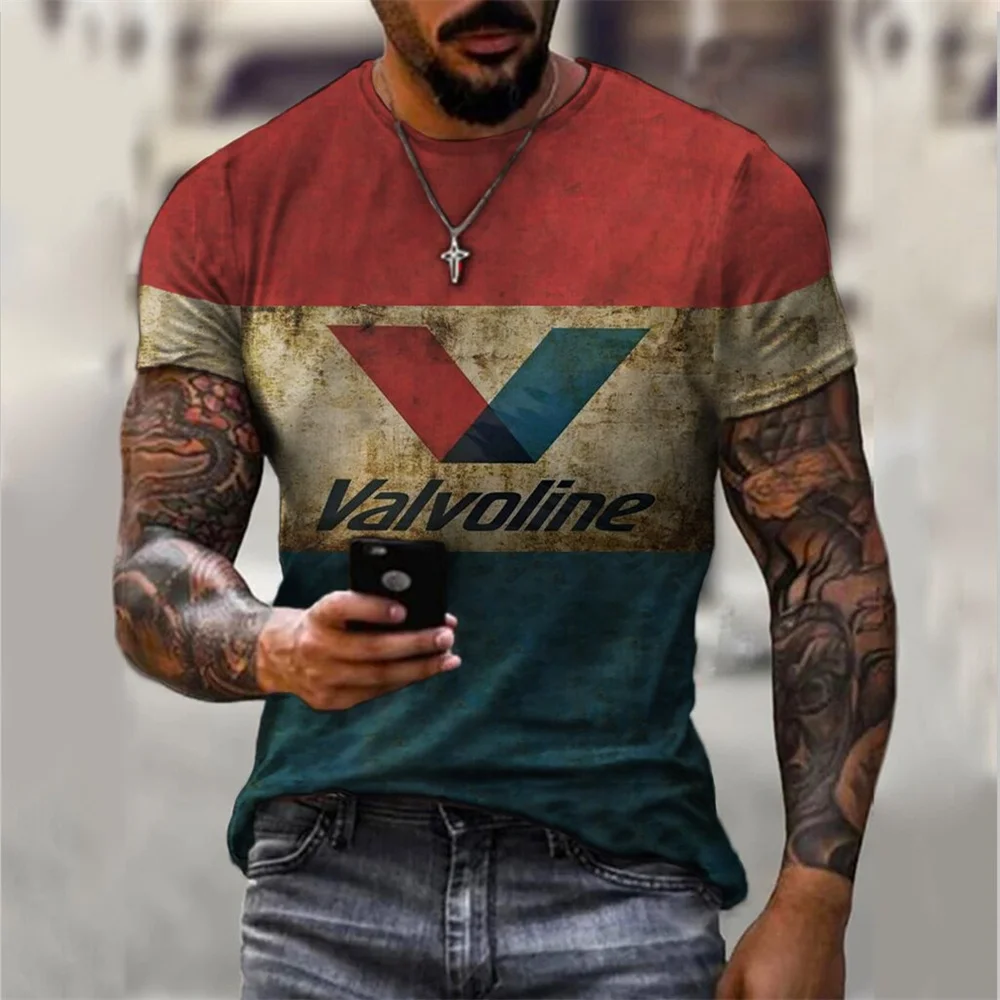 Vintage T-Shirts For Mens Summer Short Sleeve Vavoline Print T Shirt For Men T-Shirt Oversized STP Top Tee Shirt Men Clothing