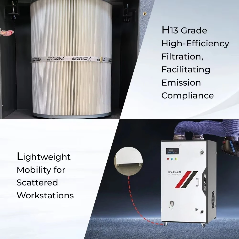 Fume Extractor 2 3 kW 99.9% Filter Efficiency for Dust Removal New Factory Industrial Portable Dust Collector Mobile Welding view 2