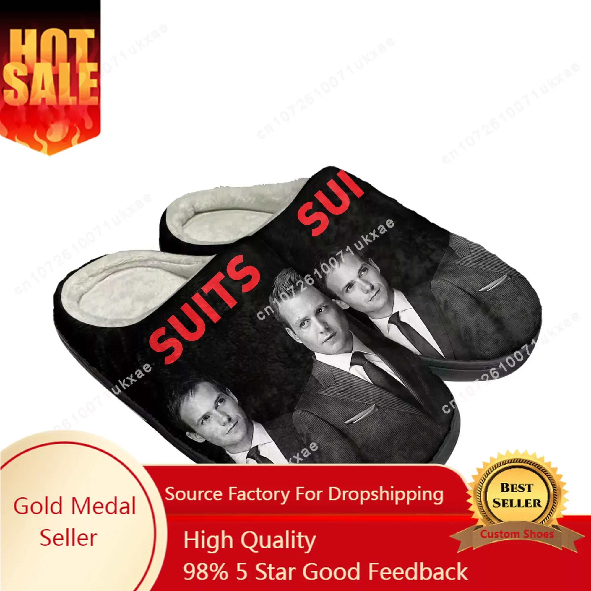 Suits TV series Home Cotton Slippers Mens Womens Gabriel Macht Plush Bedroom Casual Keep Warm Shoes Thermal Slipper Custom Shoe