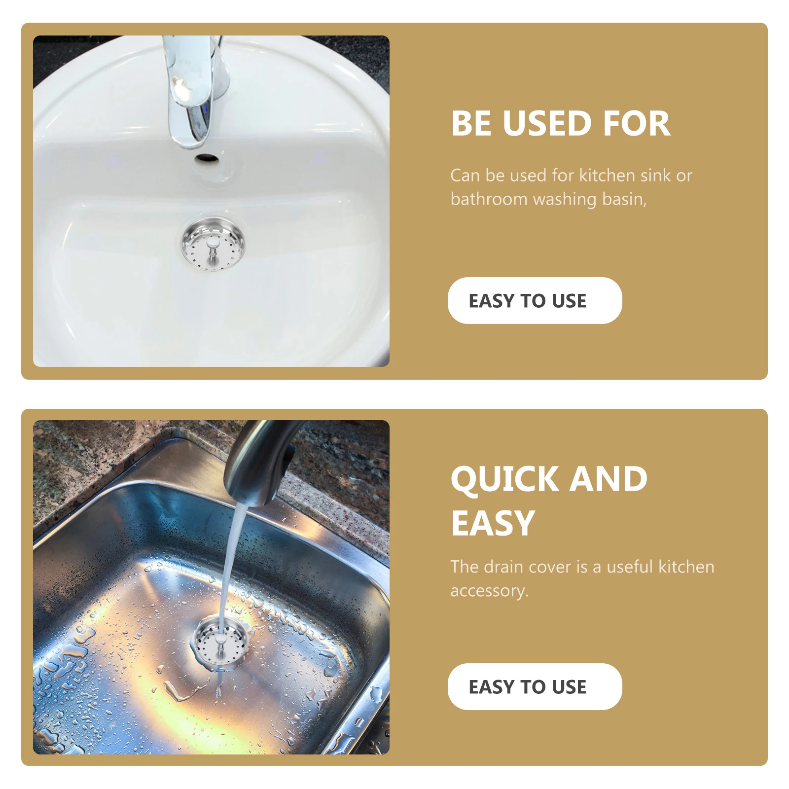 

2 шт., сливная крышка для раковины из нержавеющей стали для кухонной мойки, нержавеющая, быстрая установка, сетчатый фильтр, инструмент, слив для кухонной раковины