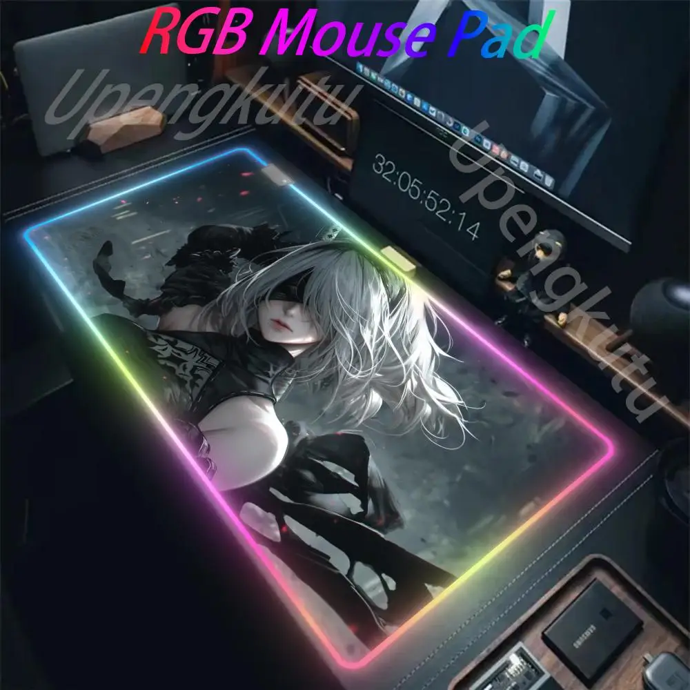 

Коврик для мыши Rgb Nier Automata Настольный коврик Игровые коврики Большой ковер Офисные компьютерные коврики для мыши Аниме Девушка Настольный коврик Офисный коврик Коврик для мыши