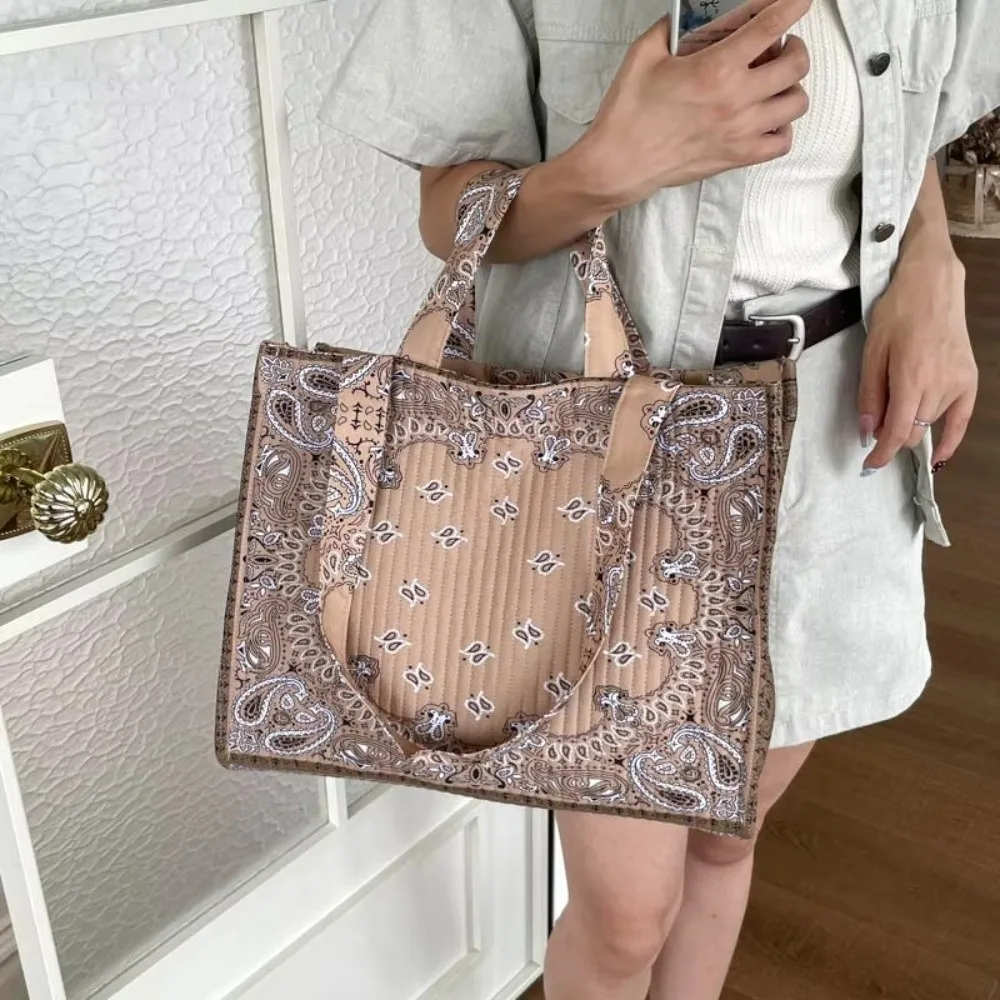 Neue Große Vintage-Bedruckte Tragetasche, Leichte Stoff-Handtasche für Damen, Vintage-Muster Schultertasche für Alltagsoutfits – Detail 7