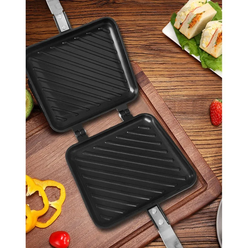 1 Piece Grilled Sandwich Maker Bread Toast Breakfast Machine Non-Stick Aluminum Flip Pan Kitchen Tool