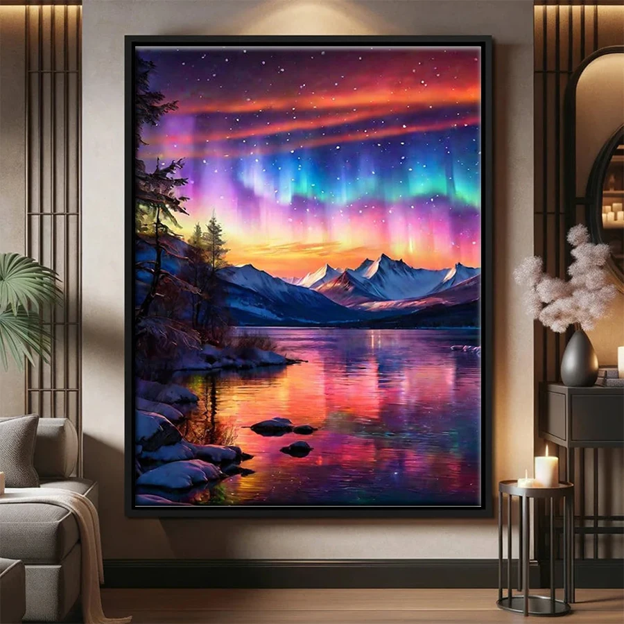 

Полный набор для алмазной вышивки, новый горный диапазон, озеро Аврора, пейзаж, ремесленная алмазная живопись, вышивка крестиком, украшение для дома