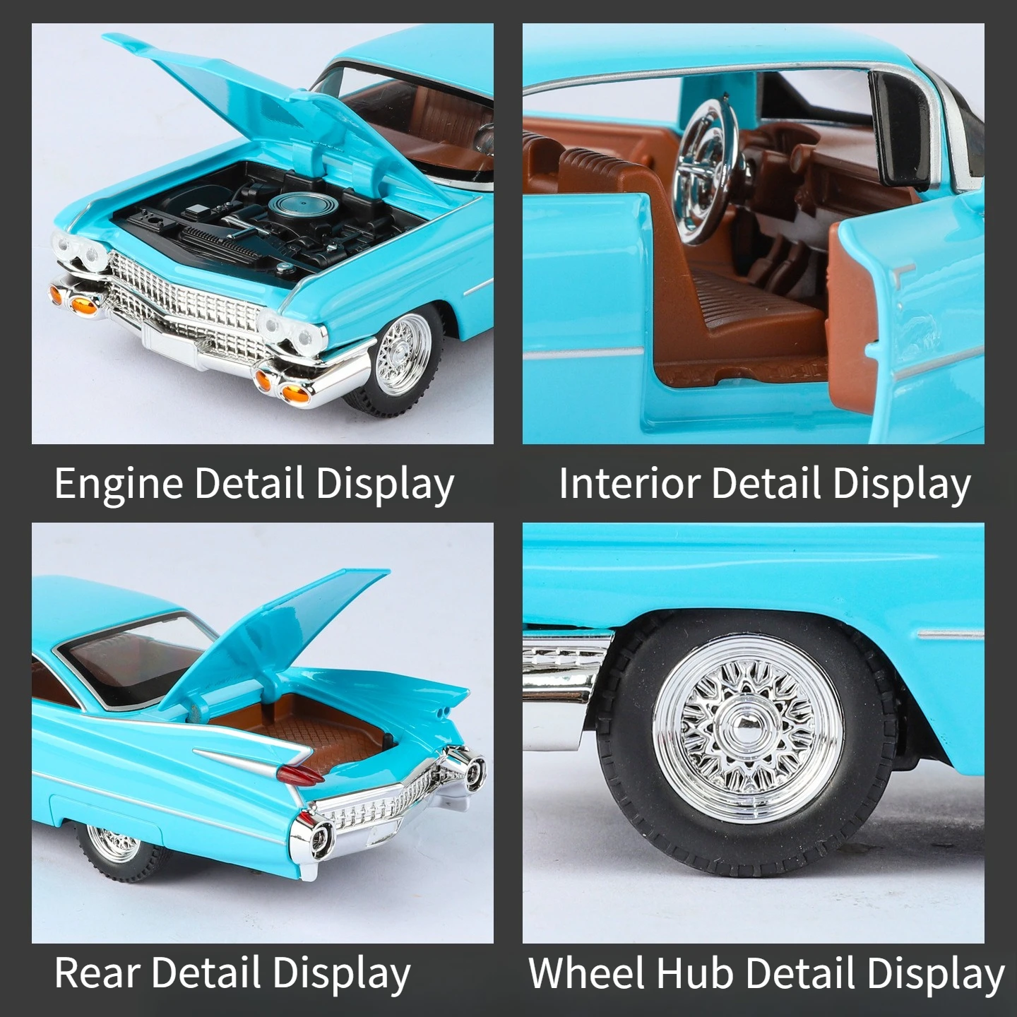 1/24 Cadillac Eldorado Simulated Alloy Toy Car with Sound, Light & Pull-back Function