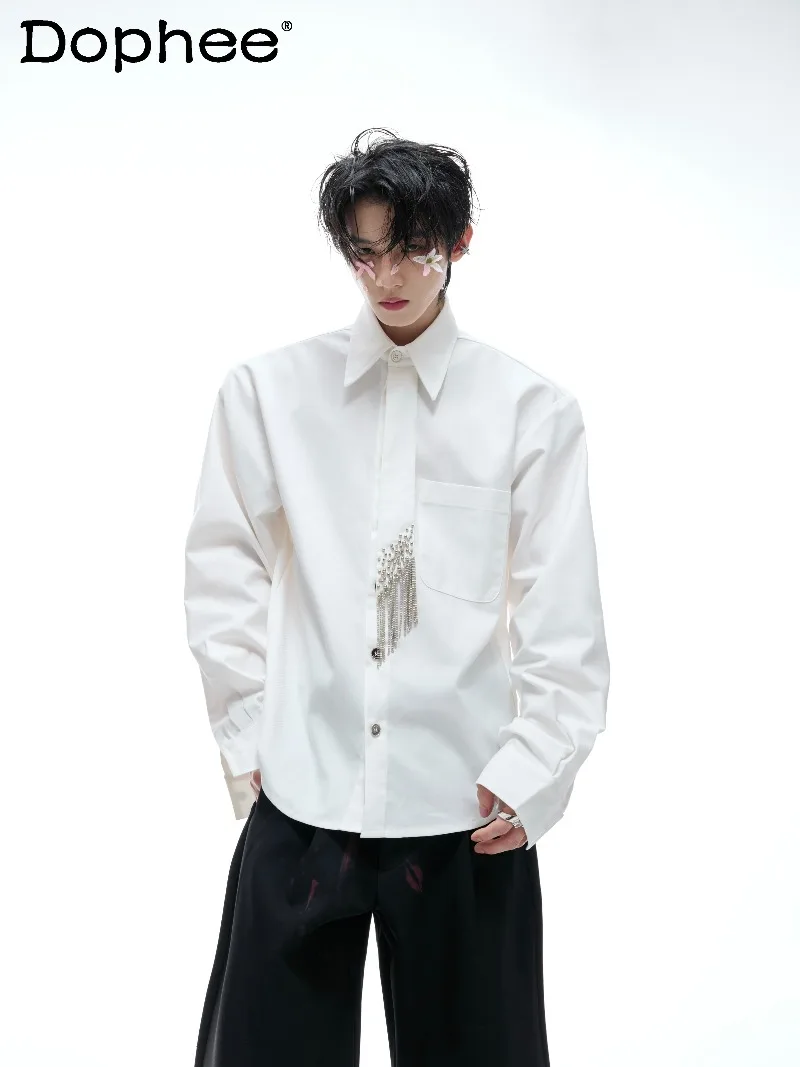 

Autumn New Korean Version Ins Fashion Trendy Design Long Sleeve Shirt Loose Casual High-end Versatile Men's Shirt