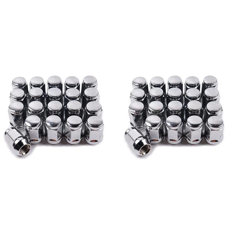 40Pcs 14X1.5 Lug Nuts - 19Mm Lug Nut 1.38 Inch Tall 3/4 Inch Hex Chrome Lug Nuts, For 1999-2021 Chevy Silverado 1500