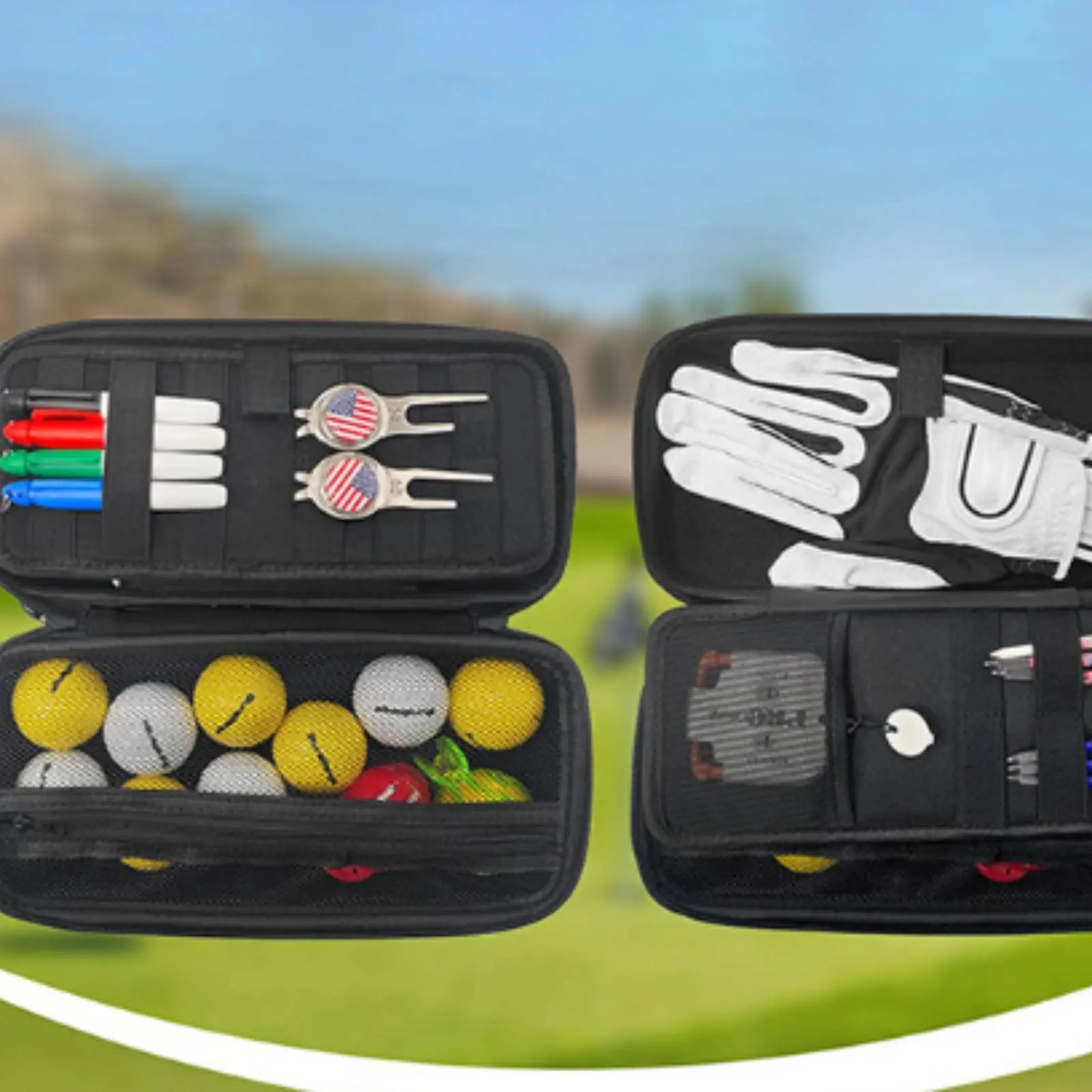 Sport Accessory Case Multi-Compartment Hard Shell Sport Pouch Waterproof for Golfers