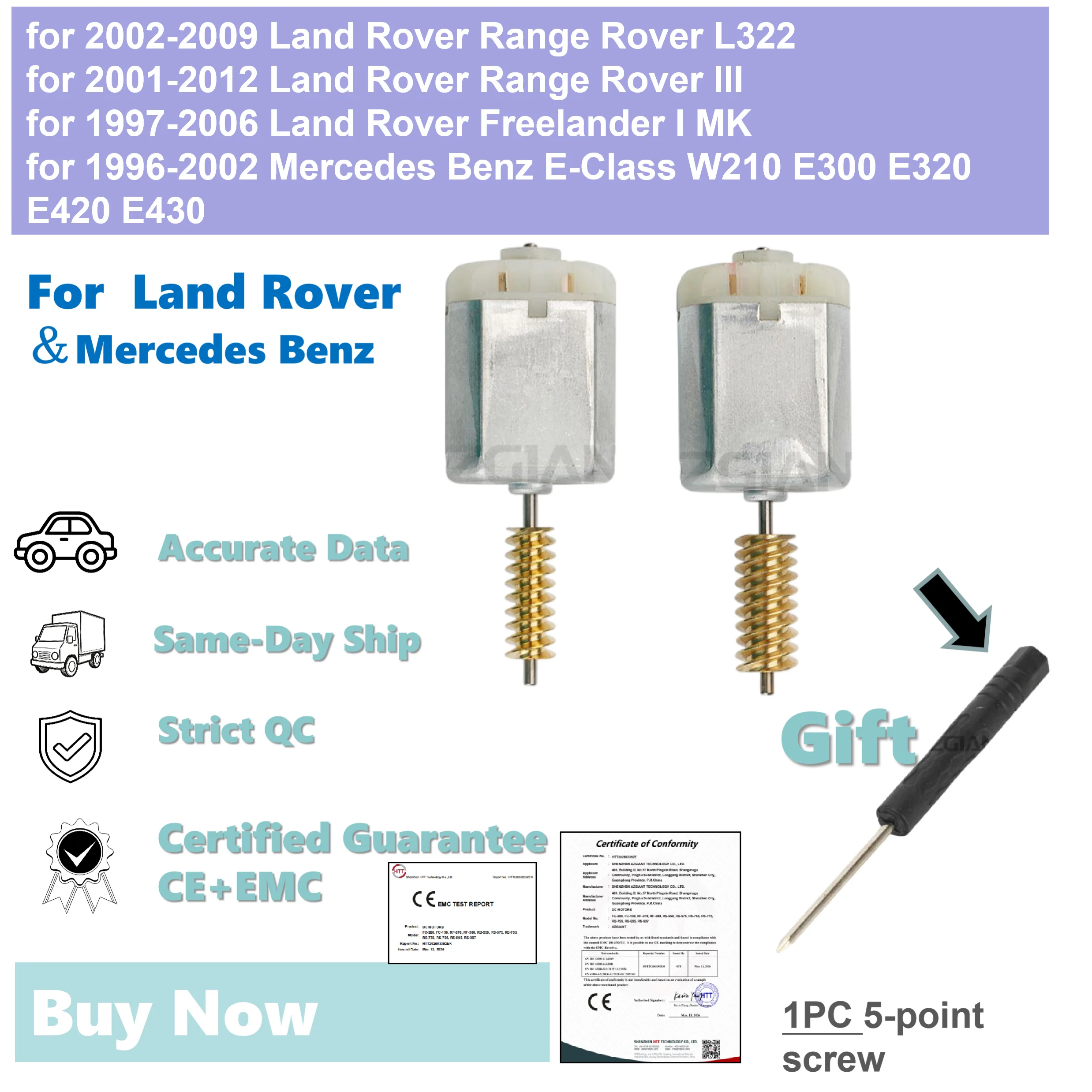 

2PCS Door Lock Motor for Land Rover Range Rover L322 Benz ML-Class W163 ML320 ML430 ML500