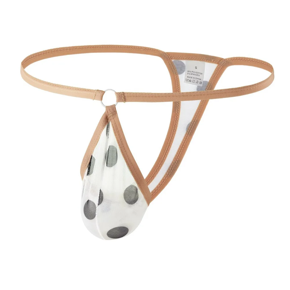 

T-back G-string Men Thong Underwear For Bedroom For Party White Mesh Sheer Thin Strap Breathable Printed Elastic