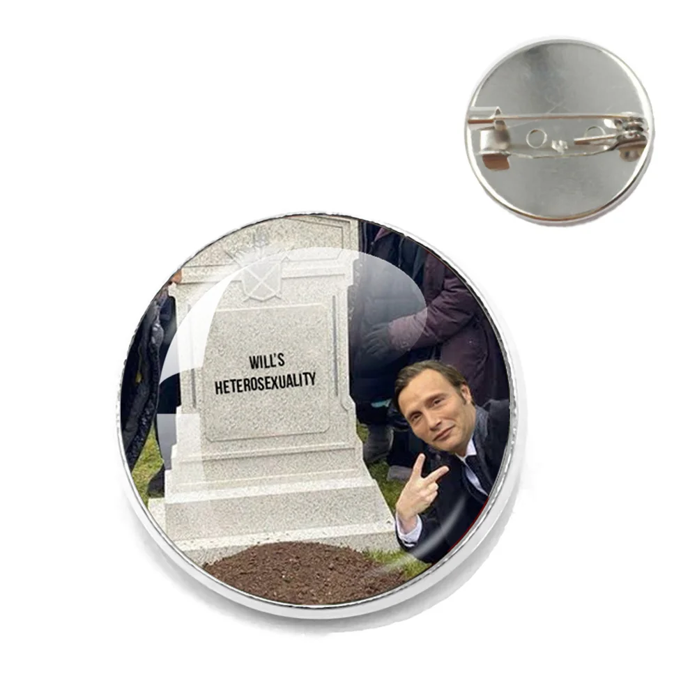 Hannibal Badge Brooch Mads Mikkelsen Hugh Dancy Button Pin Badge Brooch Clothes Hat Decor Jewelry Accessories Badge Fans Gift