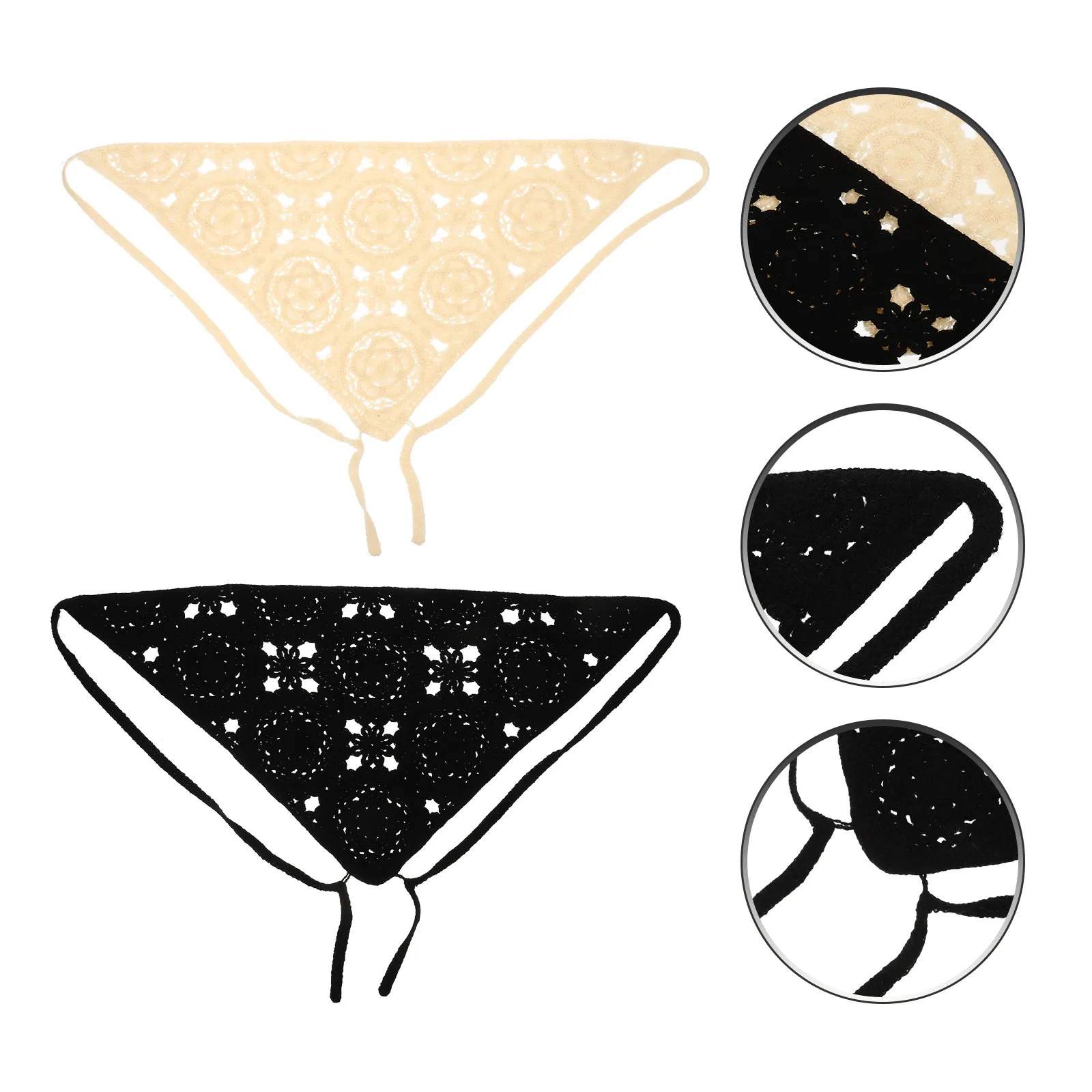 

2Pcs Crochet Hair Bandana Triangle Headscarf for Women Decorative Stylish Comfortable Daily Party Prom Gift Accessory Fashion
