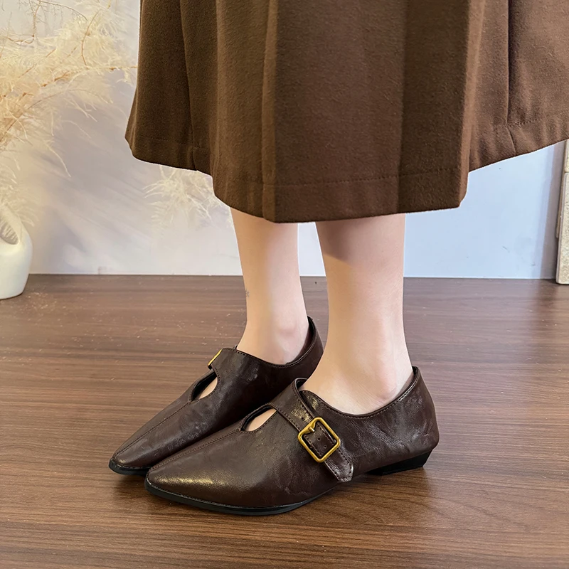 الفرنسية خمر ماري جين فتاة خريف/شتاء 2025 جديد كلمة واحدة مشبك أشار تو كتلة كعب حذا فردي للسيدات #1