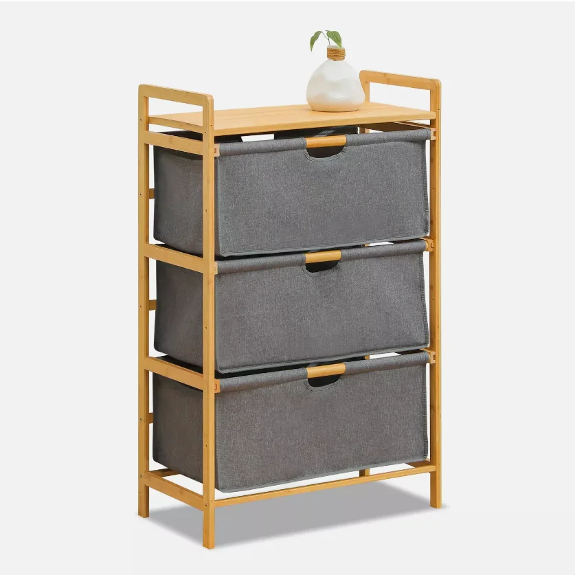 

3 Drawer Fabric Dresser Storage Tower, Dresser Chest with Bamboo Frame for Bedroom,living Room and Closet