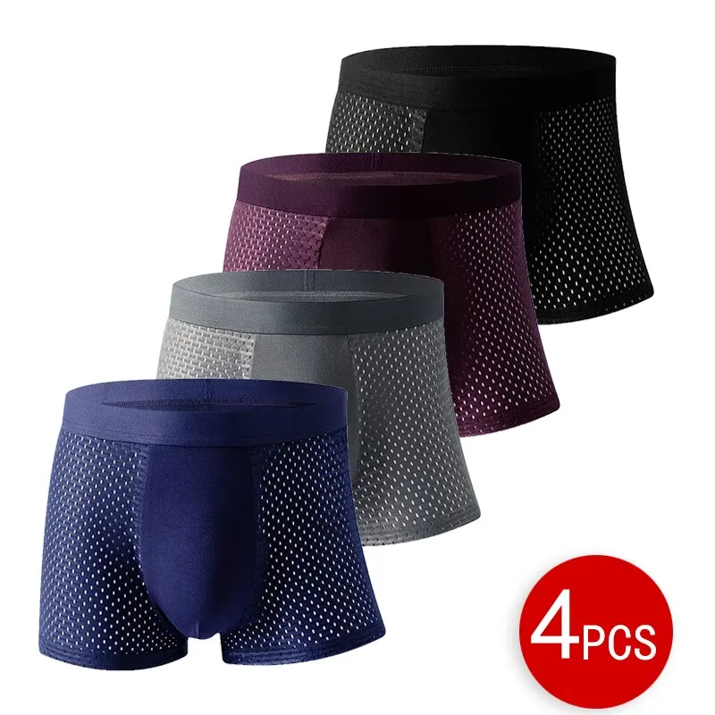 4Pcs Or 8Pcs Lot 2023 New Style Mens Boxer Pantie Underpant Man Shorts Breathable Underwear Asia Size 5XL