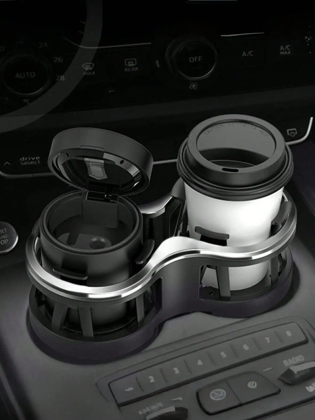 Extension de porte-gobelet de voiture – Conception double tasse 2 en 1, pince élastique réglable, universelle pour voitures, camions et suv