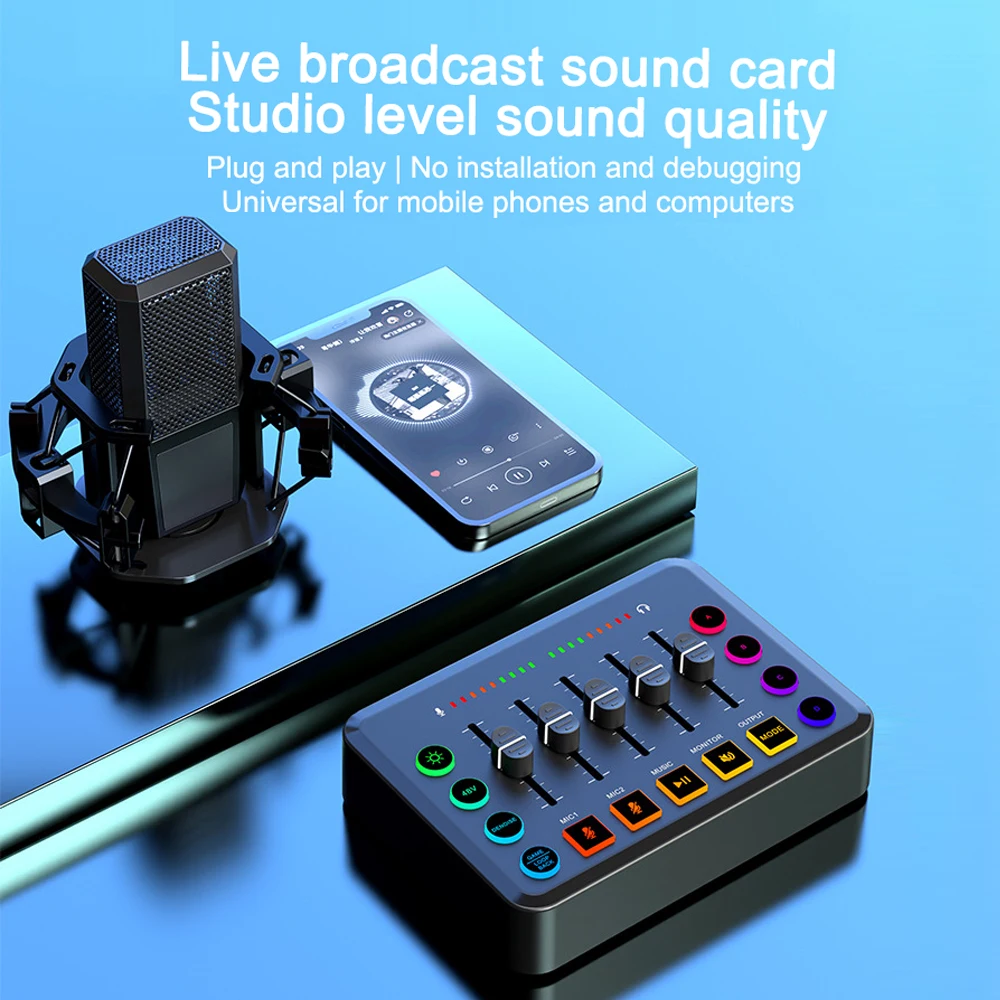 F9 Audio Sound Card USB External Headset BM-800 Microphone Webcast Live Broadcast Sound Card  sound card Live broadcast atmosp