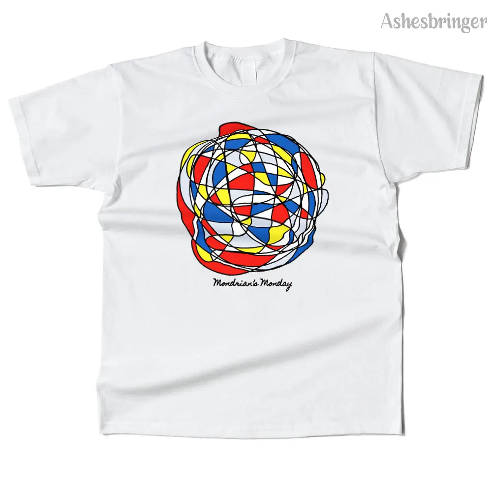 Mens Cotton Mondrian's Monday Graphic High Quality T Shirt Street Casual Style Tee for Men and Women