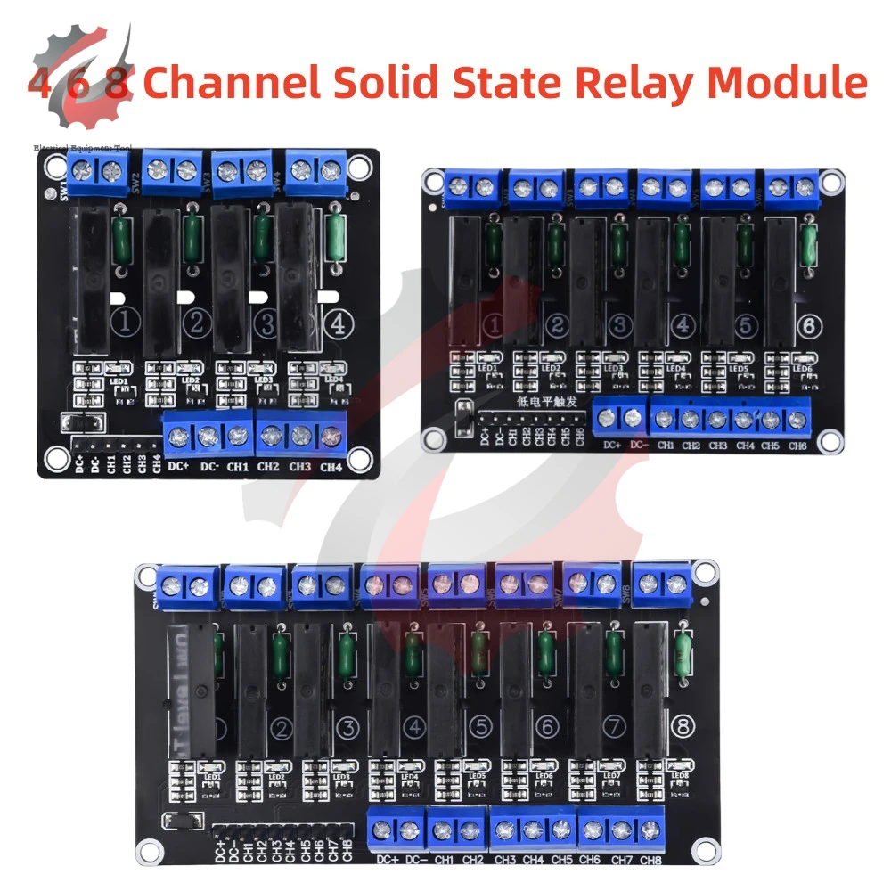 4 6 8 Channel DC 5V Solid State Relay Module AC 250V 2A Low Level SSR Relay Board Circuit Control Switch With Fuse for Arduino