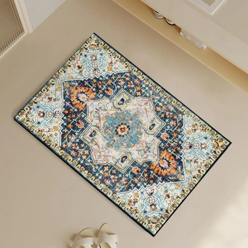 Anti-shedding Rug Non-slip Backing Rug Vintage Persian Ethnic Style Non-slip Floor Mat for Bathroom Bedroom Decor with Great