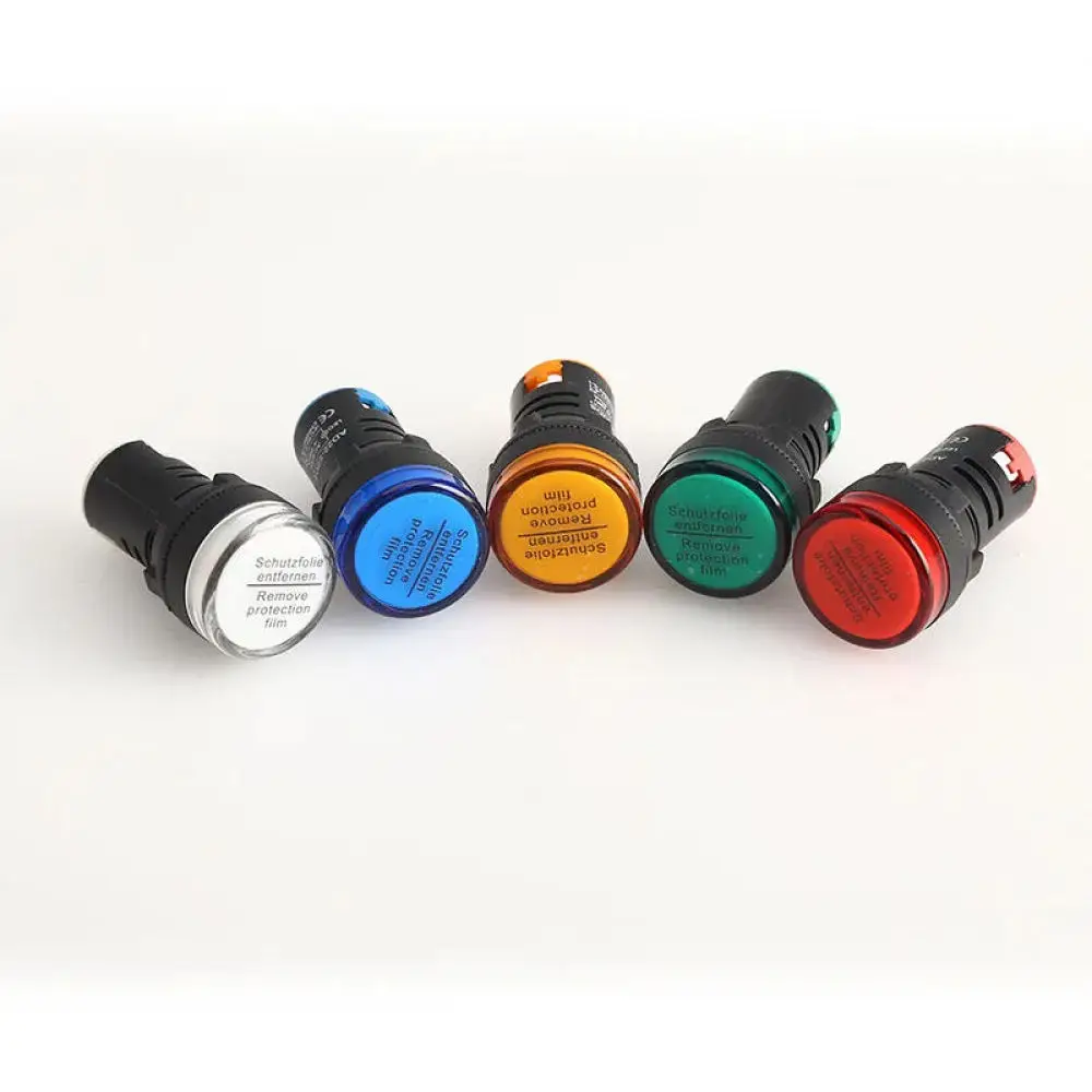 LED Indicator Light 22mm Signal Lamp AD16 22DS Pilot Light Panel Mount Electrical Control Signal 12V 24V 220V 380V Industrial