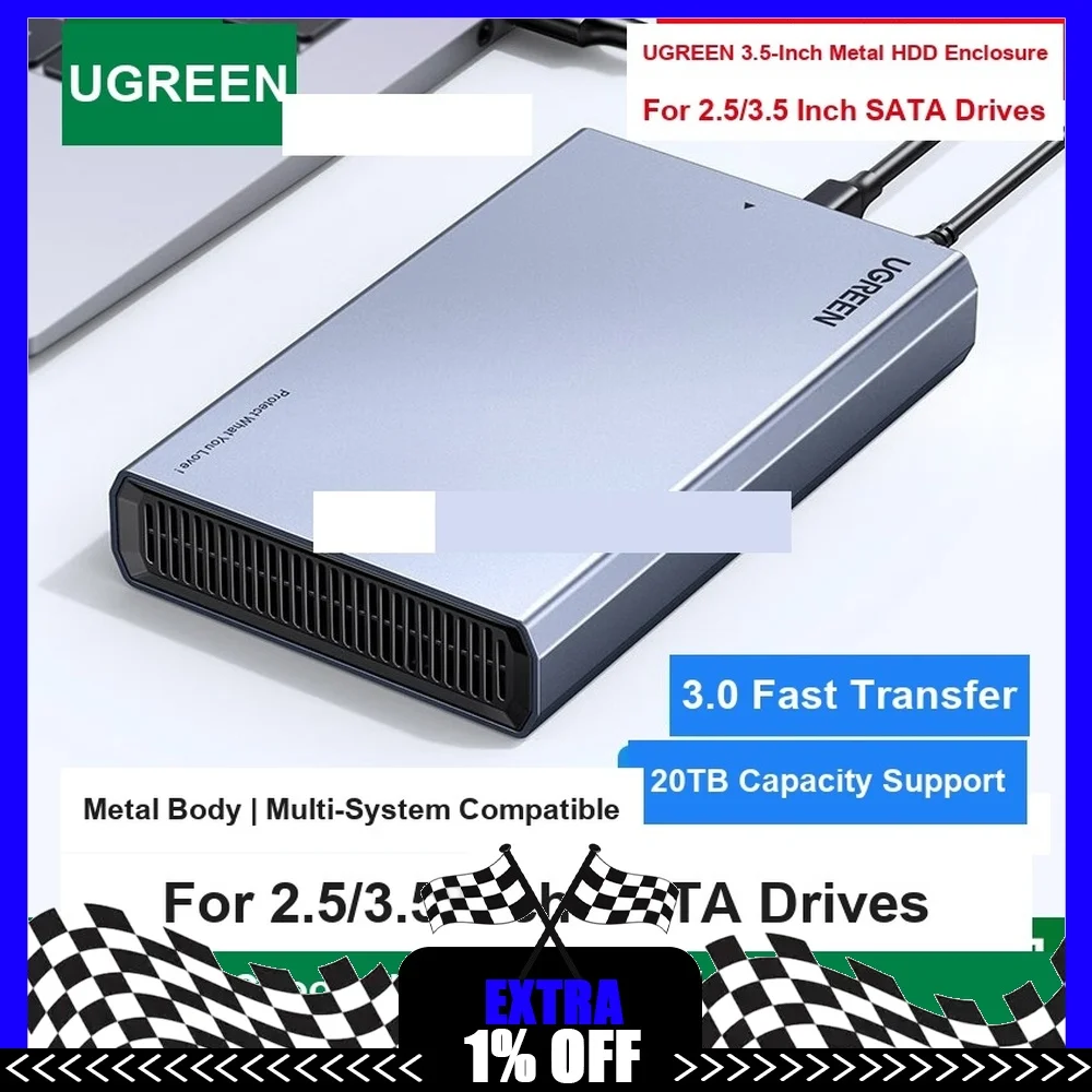 UGREEN CM588 Docking Station Adapter Metal 2.5/3.5 Inch SATA External Hard Drive Enclosure 90619