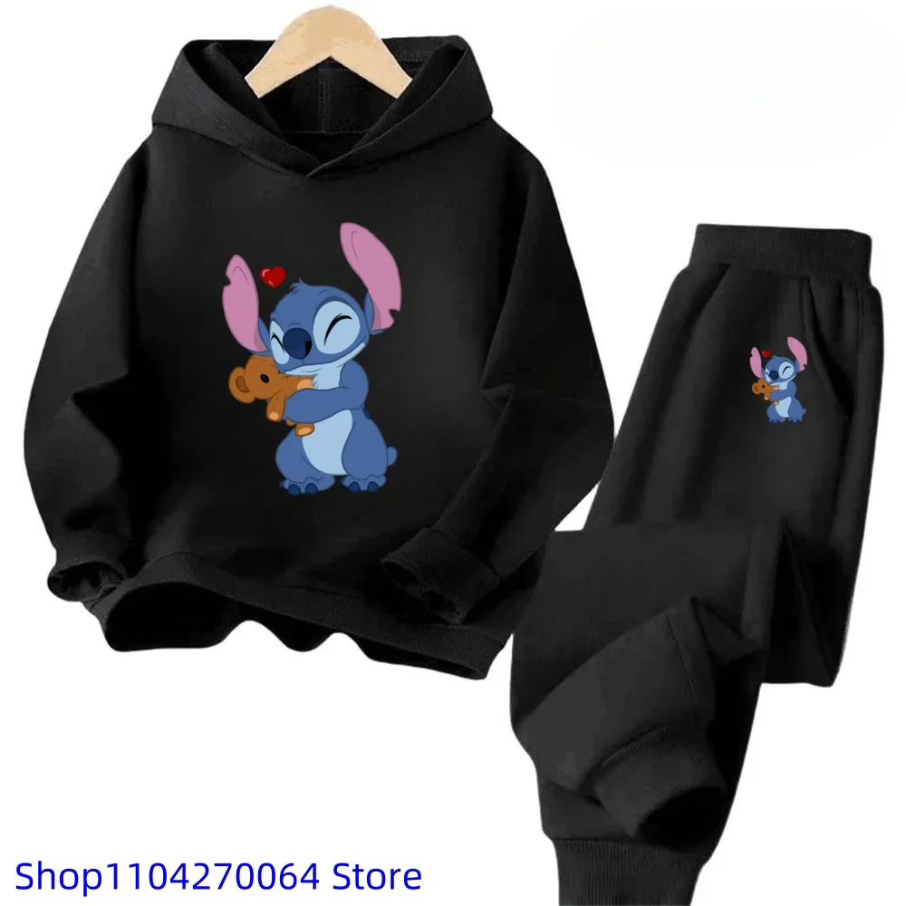 Disney Lilo Stitch Kids Clothing Sets Suit Boys Girls Tracksuits Kids Brand Sport Suits Stich Hoodies Teen Tops Pants 2Pcs Set